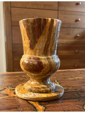 Brown Onyx Goblet Vase with Separate Base - made in Pakistan